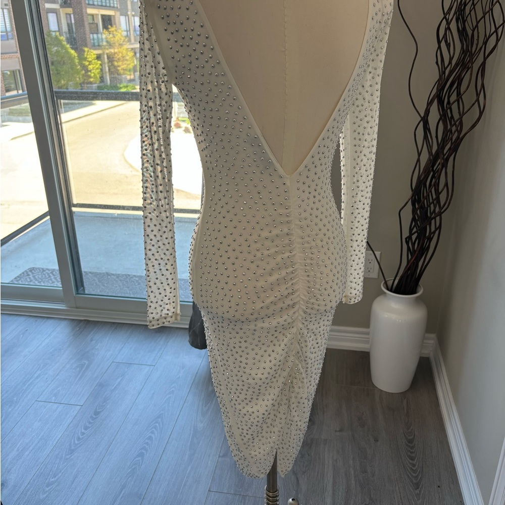 Soho Cream Sequin Ruched Bodycon Dress